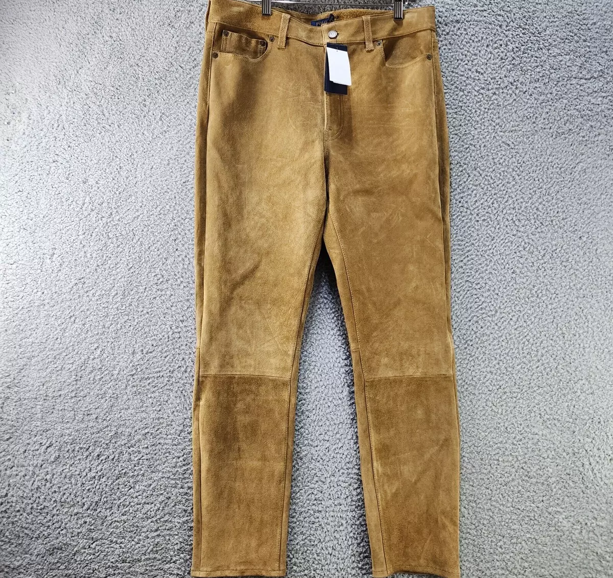 Polo Ralph Lauren Suede Skinny Pants Women's 12 Khaki Belt Loops 5