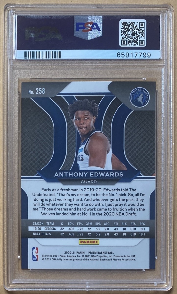 PSA 10 2020-21 Panini Prizm #258 Anthony Edwards Base Rookie PSA 10 2020-21 Panini Prizm #258 Anthony Edwards Base Rookie