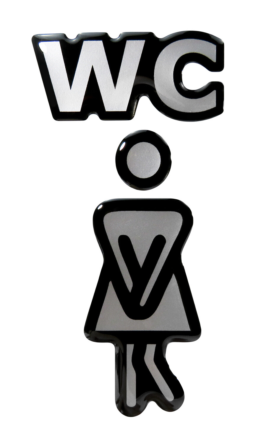 Silver 3D Door Sign Sticker Toilet Ladies Pictogram 51x106mm 900095