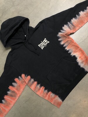 Supreme Bleached Hooded Sweatshirt Pullover Men's Medium (Black