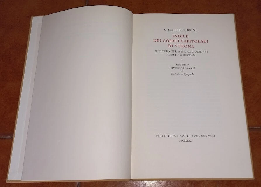 Índice De Códigos Capitolari De Verona Edited Nel 1625 Agostino Radić 1965 - Imagen 2 de 2