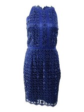 Adrianna Papell Women's Guipere Lace Halter Dress (12, Deep Blue) 797532912689