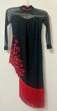 Latin salsa, tango, rumba, cha cha Ballroom Dance Dress - Red/Black