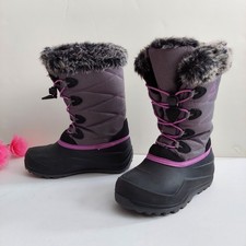 Kamik Snow angel Faux Fur Waterproof Snow Boots Gray Purple Girls Youth Size 3