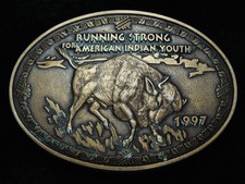 QF01168 1997 RUNNING STRONG FOR AMERICAN INDIAN YOUTH SPORTS BELT BUCKLE