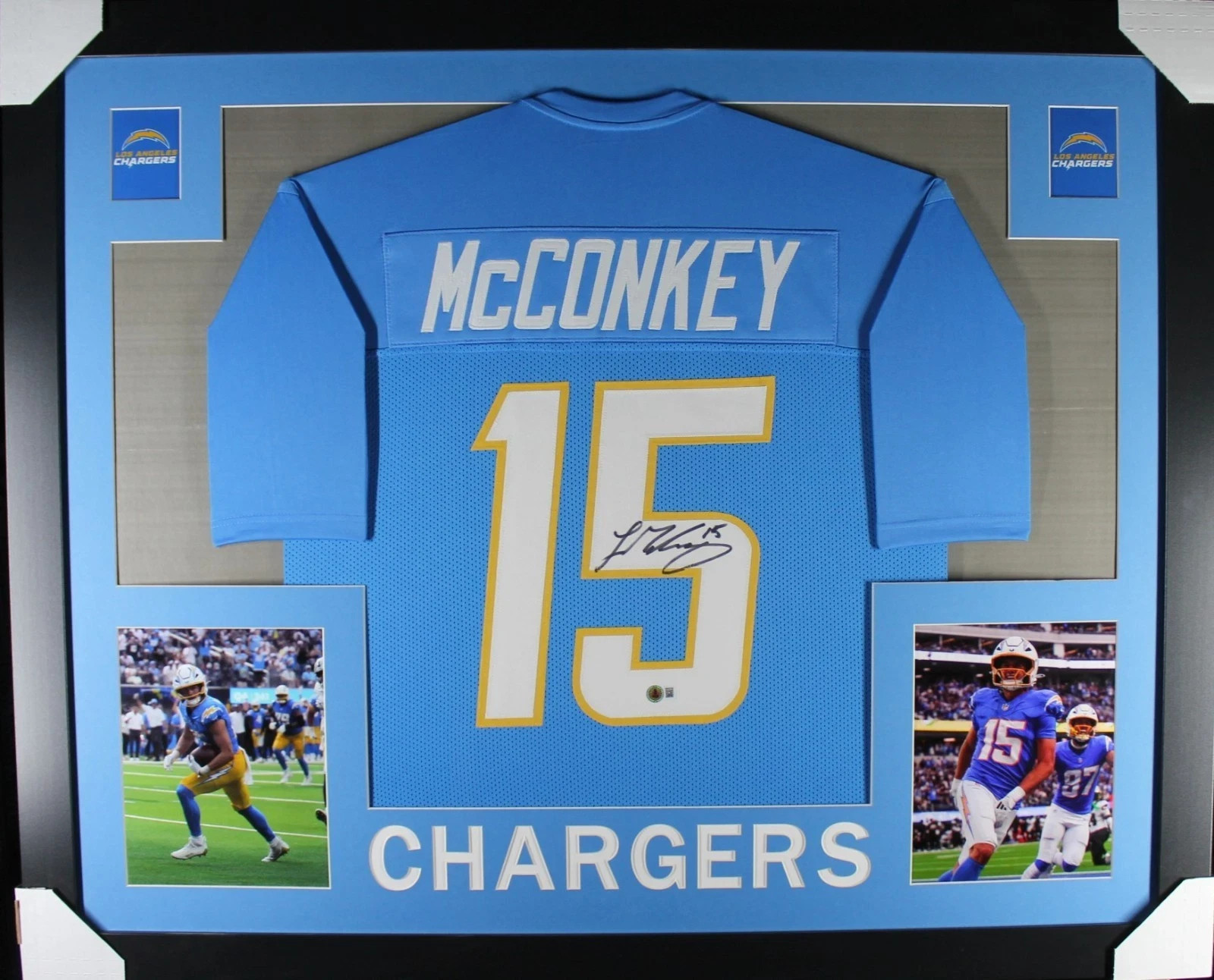 Ladd Mcconkey Autographed Signed Los Angeles Chargers / Custom Jersey in 35x43 Frame - BECKETT 