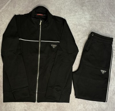 Prada Track Suit Set (2-Piece)  Zip-Up Jacket & Pants Men Size Medium Black