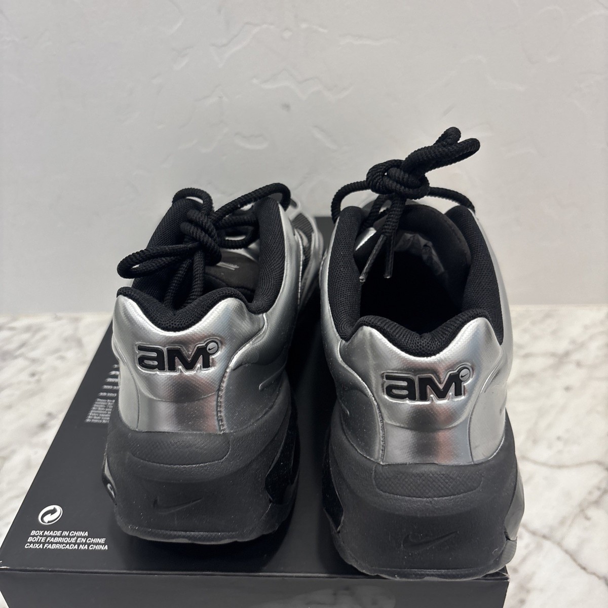 Womens Size 8.5 Nike Air Max Muse Black Metallic Silver