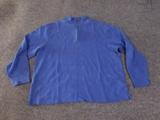 Polo Ralph Lauren Pullover Mens 2XL Blue Quarter Zip Sweatshirt Big Pony Cotton