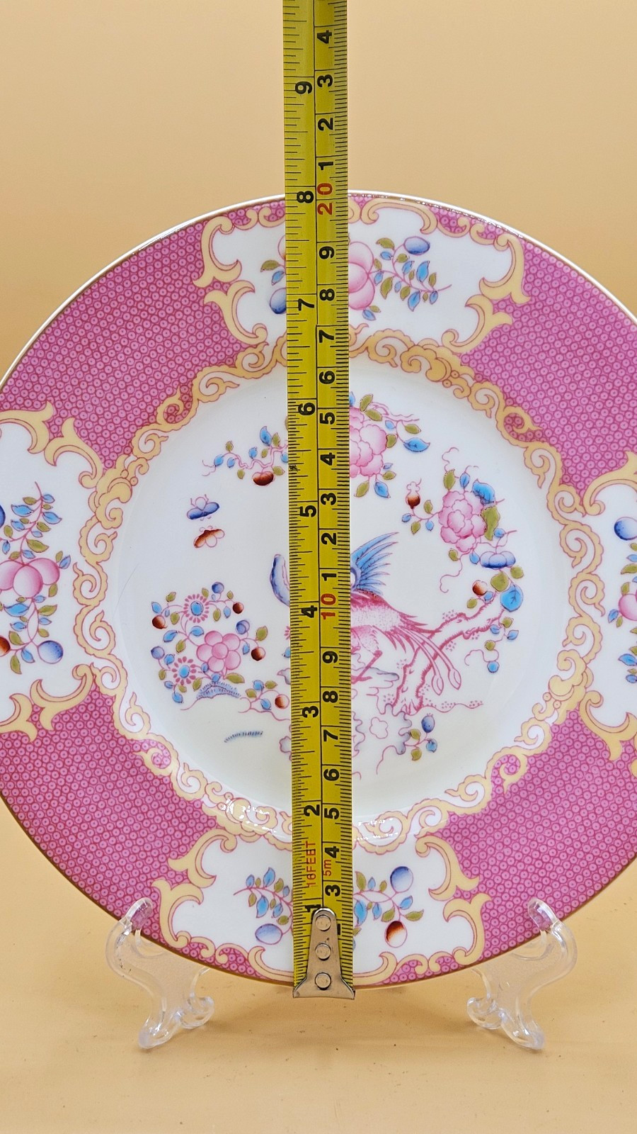 Minton Pink Cockatrice Lunch Plate Vibrant Colors 8" EC