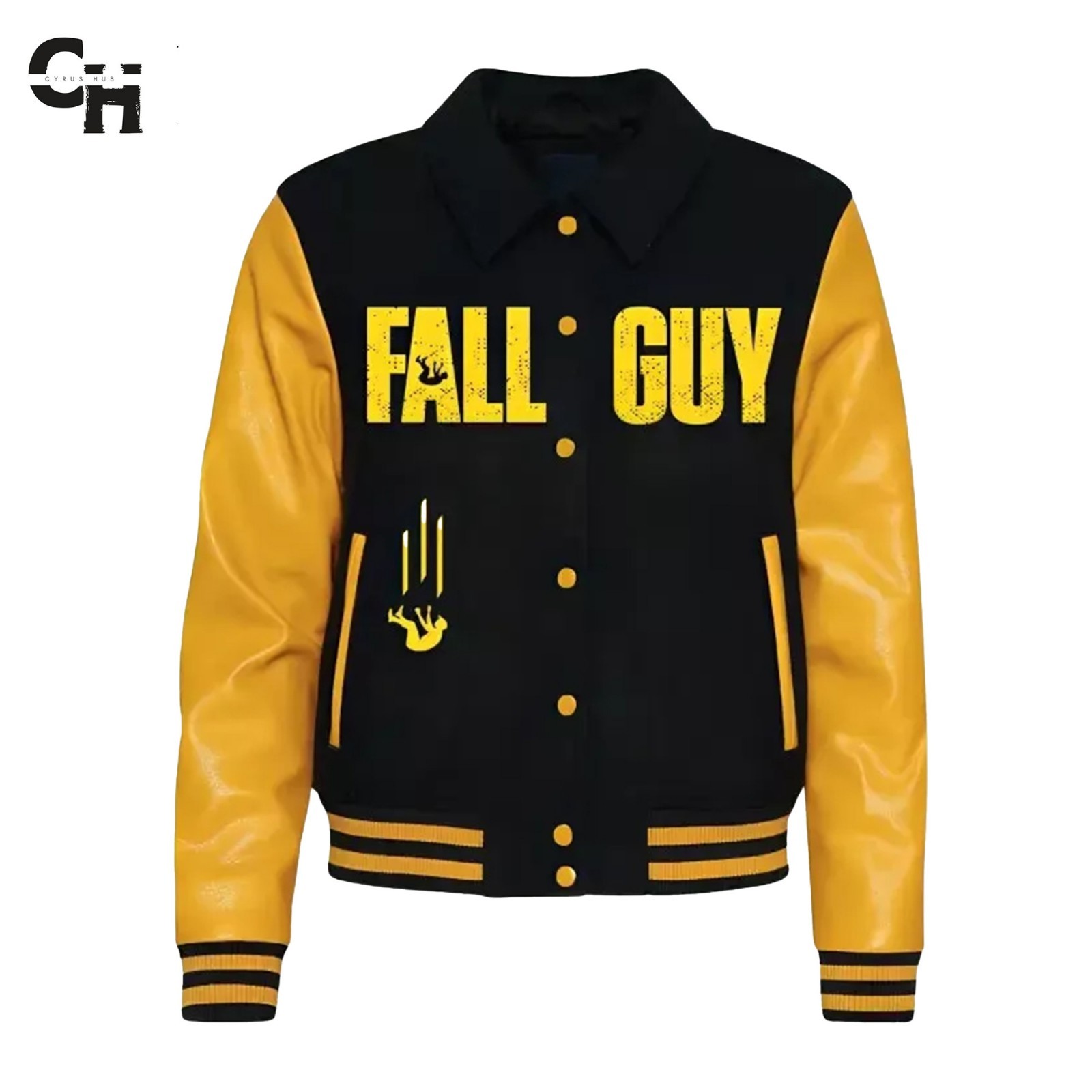 Letterman The Fall Guy Ryan Gosling Black and Yellow Varsity Jacket image 2