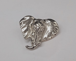 Silvertone Elephant Head Lapel Pin