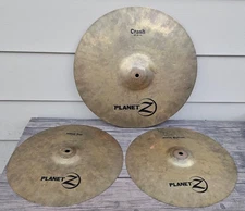 Lot of 3 Zildjian Planet Z Cymbals. 13" High Hat Set And 16" Crash R5