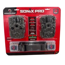 Trail Camera Stealth 2 Pk Sonix Pro 36 MP Cellular Dual Sim 80 ft. Range 32GB SD