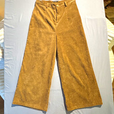 Nasty Gal Collection Tan Corduroy Wide Leg Pants High Waisted Size US 8 UK 12