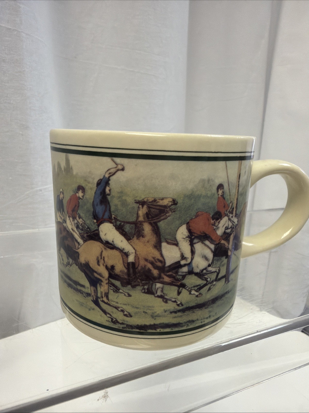 Vintage Ralph Lauren Polo Match Coffee Tea Mug Cup Japan Equestrian Horses RARE