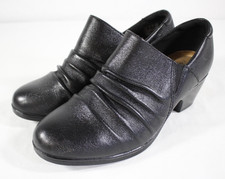 Clarks Shoes Women's 7 W Emily 2 Cove Shootie Heeled Slip On Leather Black