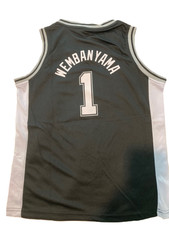 Victor Wembanyama 1 Spurs Kids Basketball Practice Set - Black Jersey/Shorts
