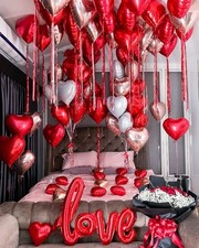 Valentines Day Balloons Kit Anniversary Decorations with Love Foil Balloon