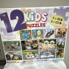 Kids Puzzles 12 Jigsaw Puzzle Set 992 Pieces Animals Theme Cardboard Multicolor