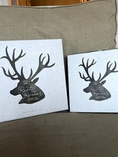 Pottery Barn Rustic Reindeer Stoneware 4 Dinner & 4 Salad Plates NEW in BOX