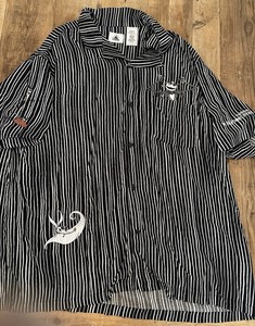 Nightmare Before Christmas Disney Button Down Embroidered Striped Short 2XL