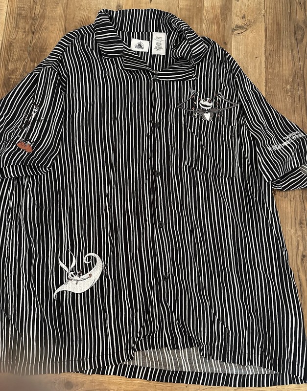 Nightmare Before Christmas Disney Button Down Embroidered Striped Short 2XL