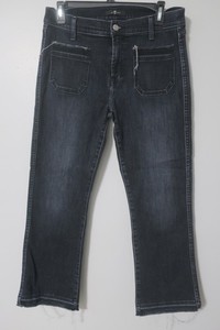 7 for all Mankind Bootcut Cropped Jeans Womens 30 Black Denim Bardot Pocket