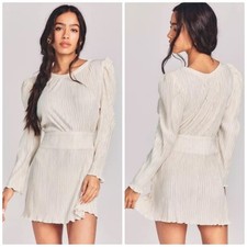 LoveShackFancy Carleen Women's Puffed Sleeve Scoop Neck Mini Dress Size 4