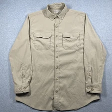 Duluth trading co dry on the fly button down shirt men's XLT beige long sleeve