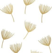 A Room with Metallic Gold Vinyl Flowers Wall Decals, Peel and Stick Modern Flora
