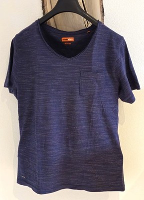 Emilio Adini Herren T-Shirt mit V-Ausschnitt Größe: M blau-gebatikt