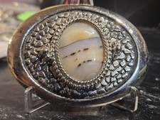 Stone  Silver Tone Centerpiece Western Belt Buckle B164