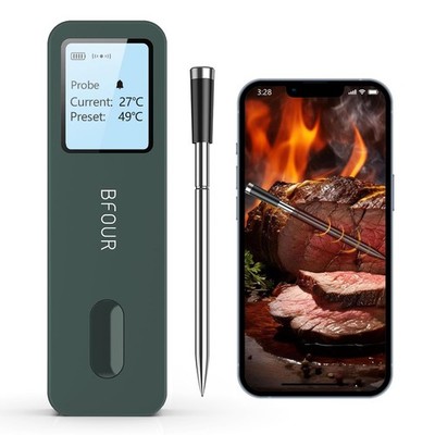 BFOUR Funk Fleischthermometer Bluetooth BBQ Thermometer LCD Display - Grün