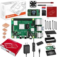 RasTech Raspberry Pi 4 4GB Starter Kit with Pi 4 4GB Board, 32GB Card 4 Copper