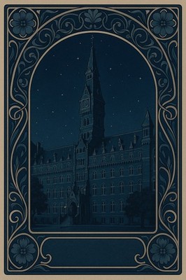  Historical Architecture Night Scene Poster - Gothic Revival Style - 24x36  -