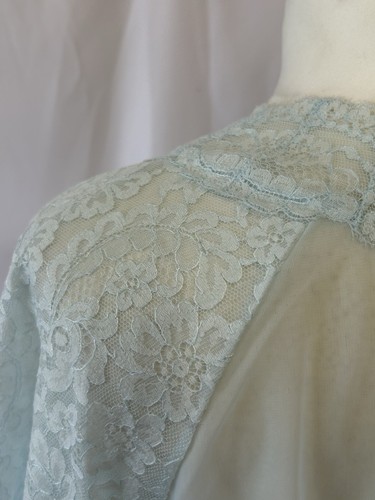 Vintage Vanity Fair Chiffon Multi Layer 1960s Aqua Sheer Nightdress & Night Gown - Picture 22 of 24