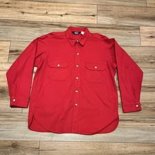 Men's VTG Woolrich Chamois Button Up Shirt XL Red USA Made Flannel Outdoor Heavy