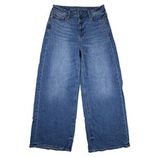 American Eagle Womens 2 Super High-Rise Baggy Wide Leg Jeans Blue Medium Wash