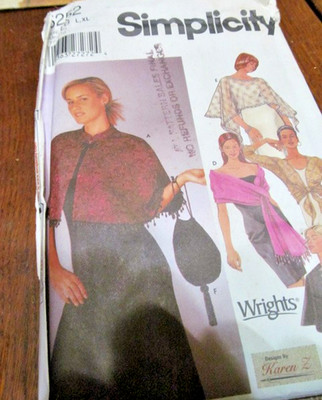 Simplicity Pattern 5252 Misses' Chic Evening Wraps in Five Styles & Bag L,XL  UC