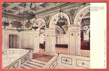 CHICAGO PUBLIC LIBRARY – INTERIOR VIEW with GLITTER - c. 1907 UDB Postcard