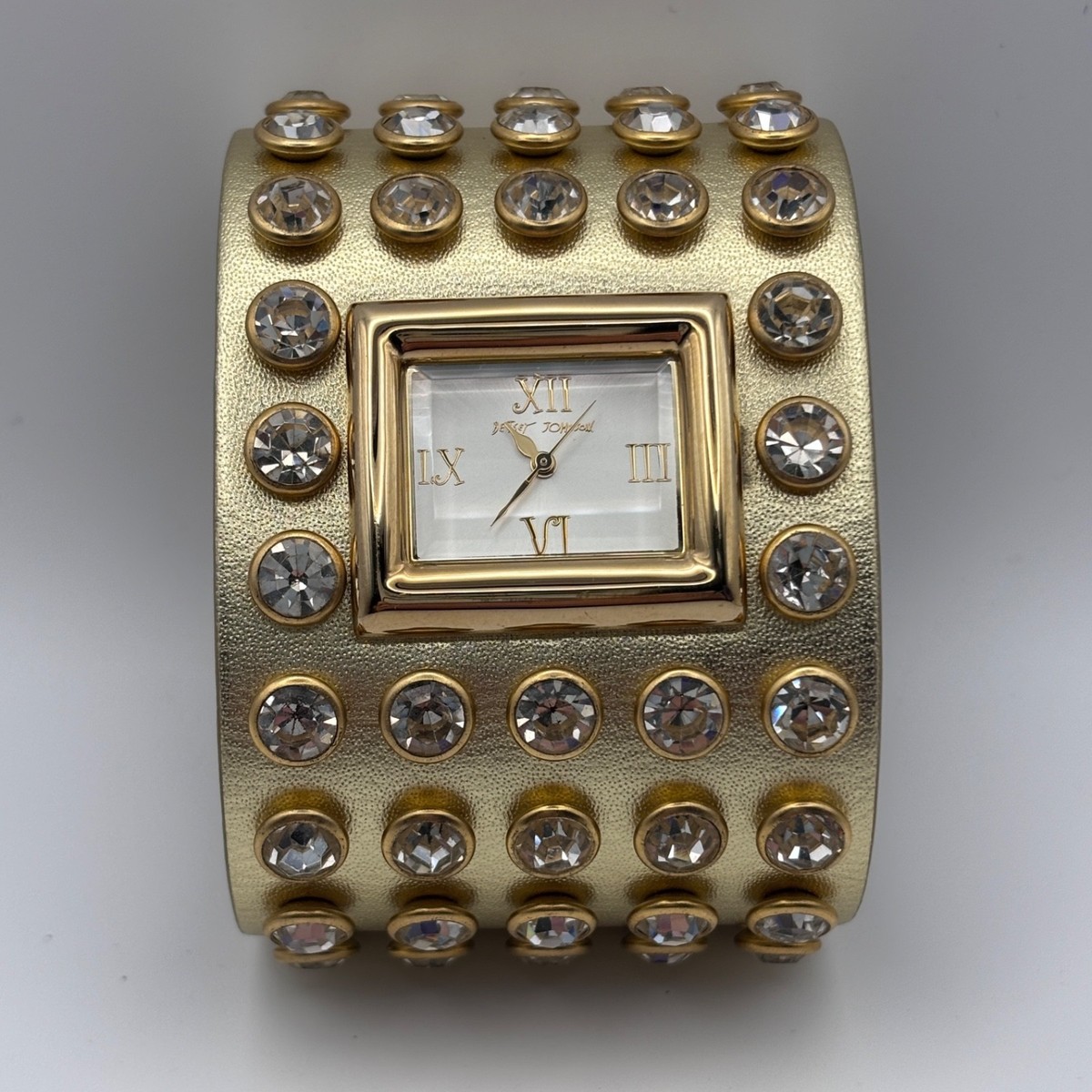 Betsey Johnson Watch Crystal Wide Chain Bracelet Gold Tone Needs Battery Betsey Johnson Watches for sale | eBay main image 2