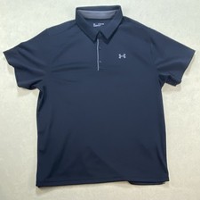 Under Armour Polo Shirt Mens 2XL Black Gray Loose Golf Short Sleeve Limited Use