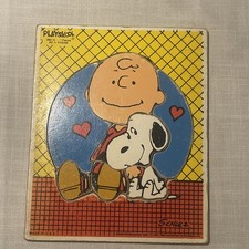 Playskool 1958 Peanuts Snoopy  Charlie Brown Wood Tray Puzzle 7 Pieces