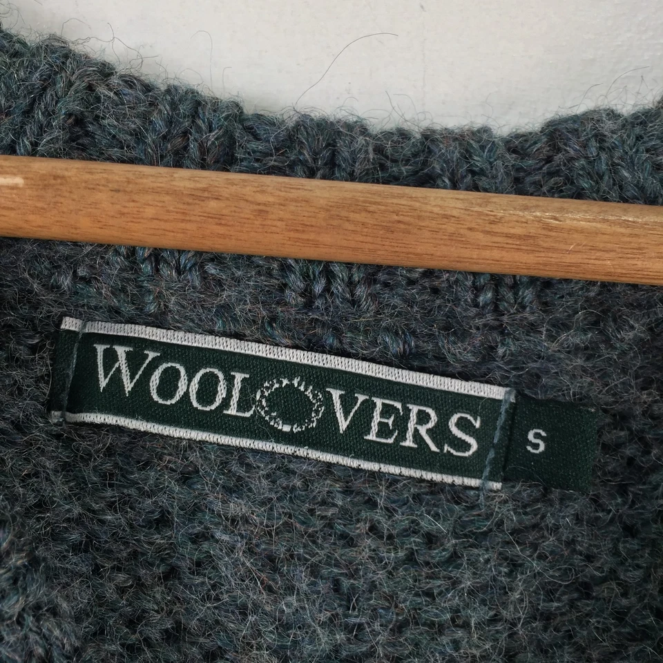 Woolovers Mujer Punto Suéter Jersey Talla S Lana Británica Verde Cuello en V 119385 Foto 3 de 4