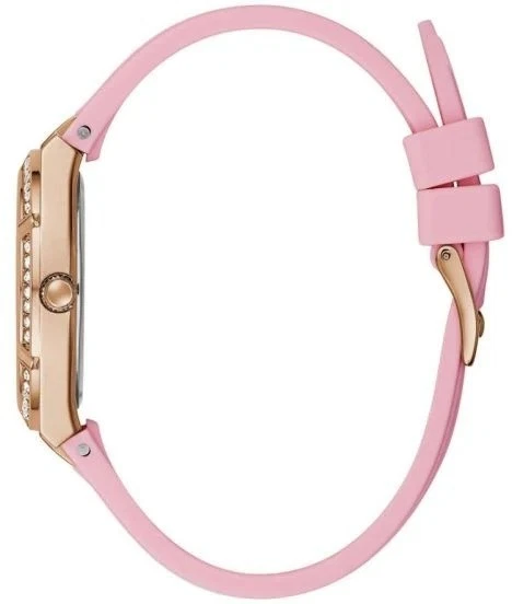 GUESS (BRAND NEW) PINK SILICONE STRAP CRYSTAL ROSE GOLD LADIES WATCH - Image 4 of 4