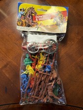 Vintage Cowboys  Indians Toy Playset w/ Wagon Horses Figures