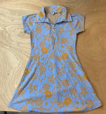 Urban Outfitters Women's S Blue Burnt Orange Floral 1/4 Zip Arlo Retro Dress