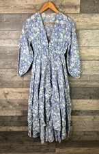 Free People Pappiet Midi Dress Size Small Blue Floral Prairie Boho