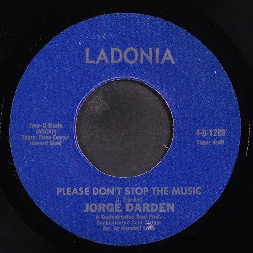 JORGE DARDEN: alone again / please don't stop the music LADONIA 7" Single 45 RPM - Imagen 2 de 2